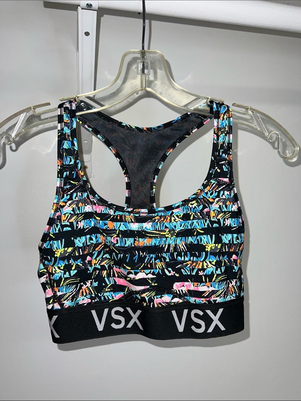 VSX Black Multicolor‎ Abstract Racerback Sports Bra- S